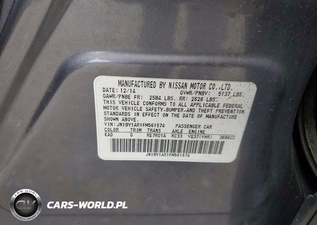 2015 Infiniti Q70 3.7 VIN:JN1BY1AR1FM561574 - 12