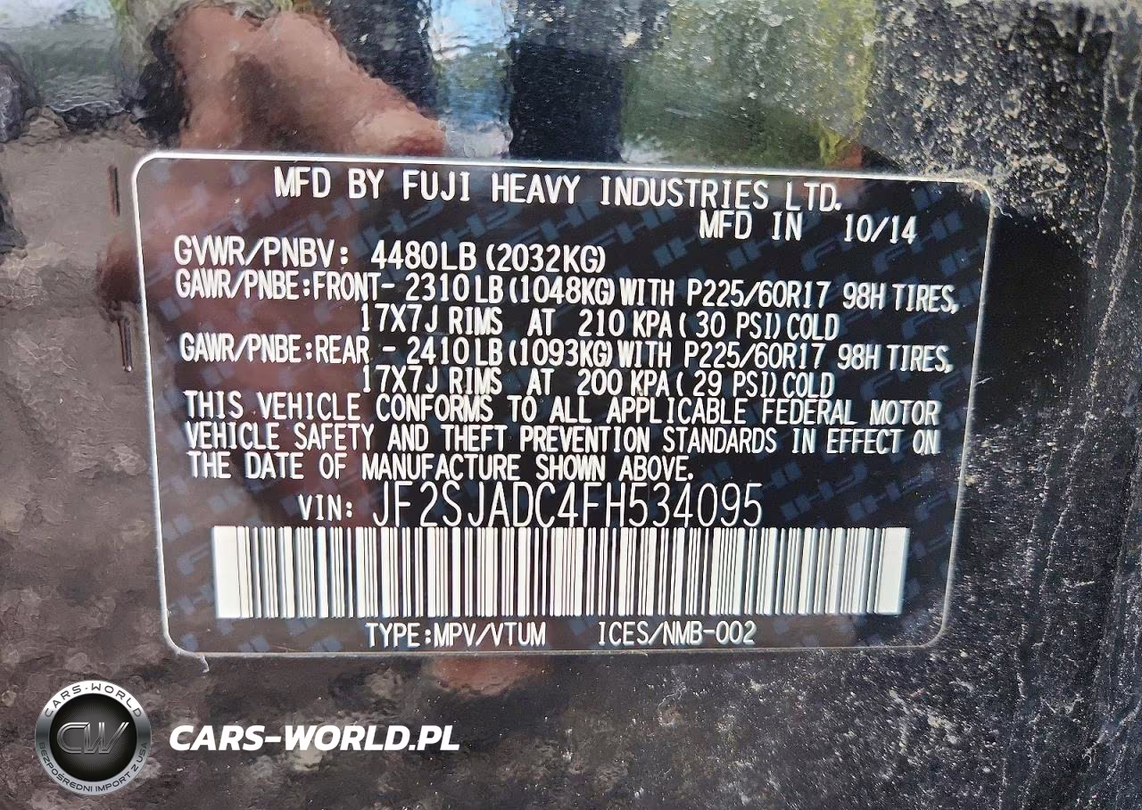 2015 Subaru Forester 2.5I Premium VIN:JF2SJADC4FH534095 - 13