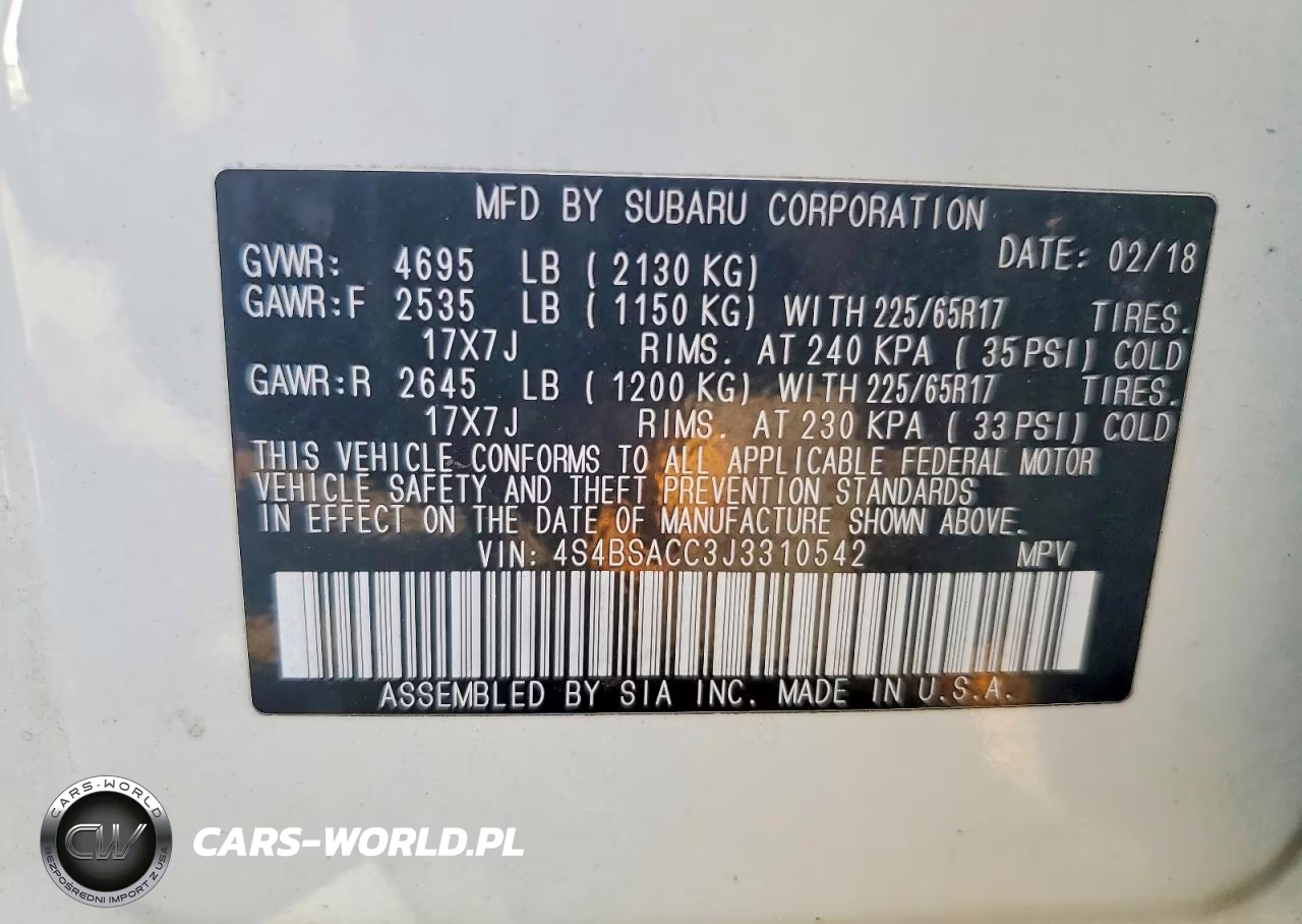2018 Subaru Outback 2.5I Premium VIN:4S4BSACC3J3310542 - 13