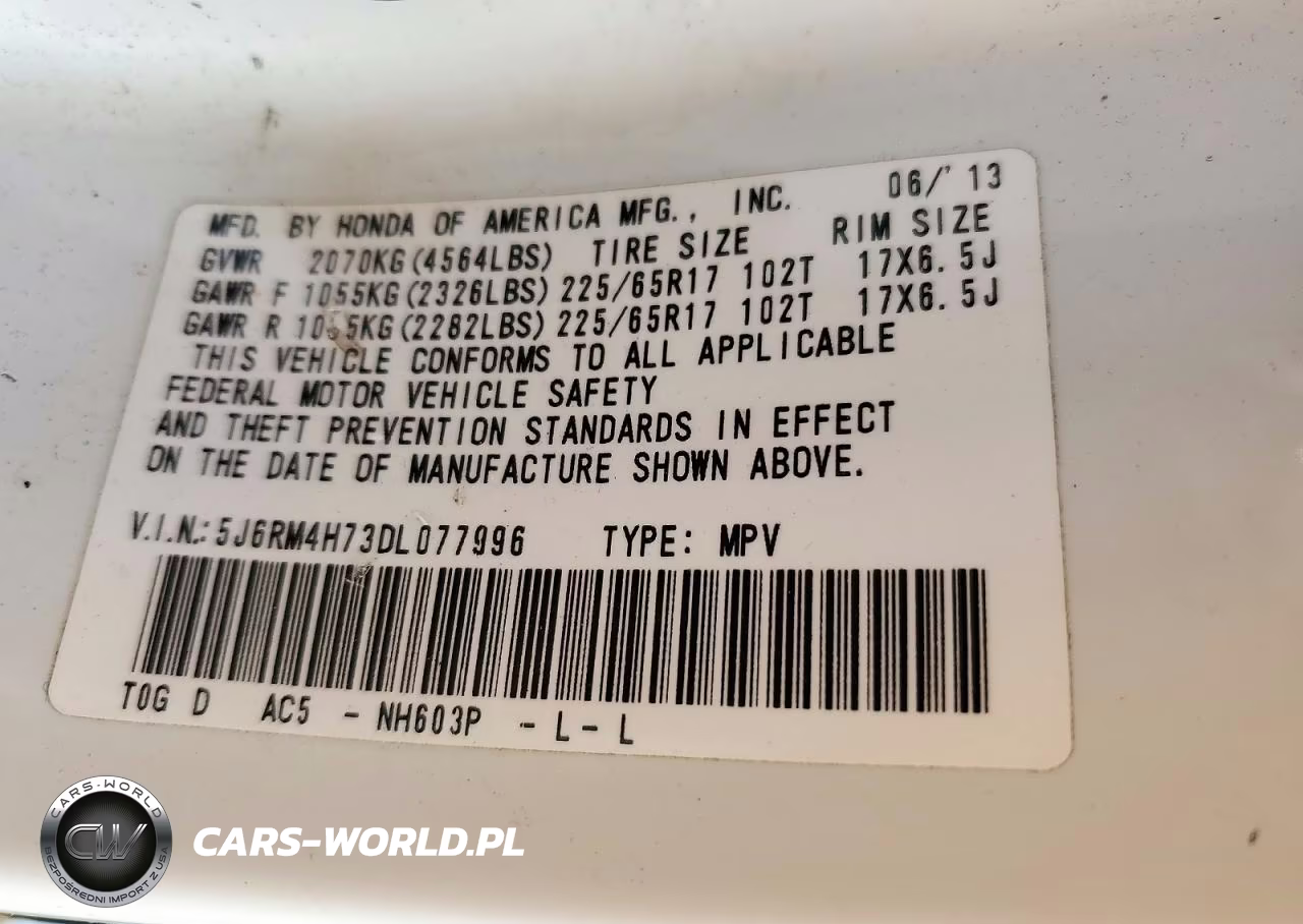 2013 Honda Cr-V Exl VIN:5J6RM4H73DL077996 - 14