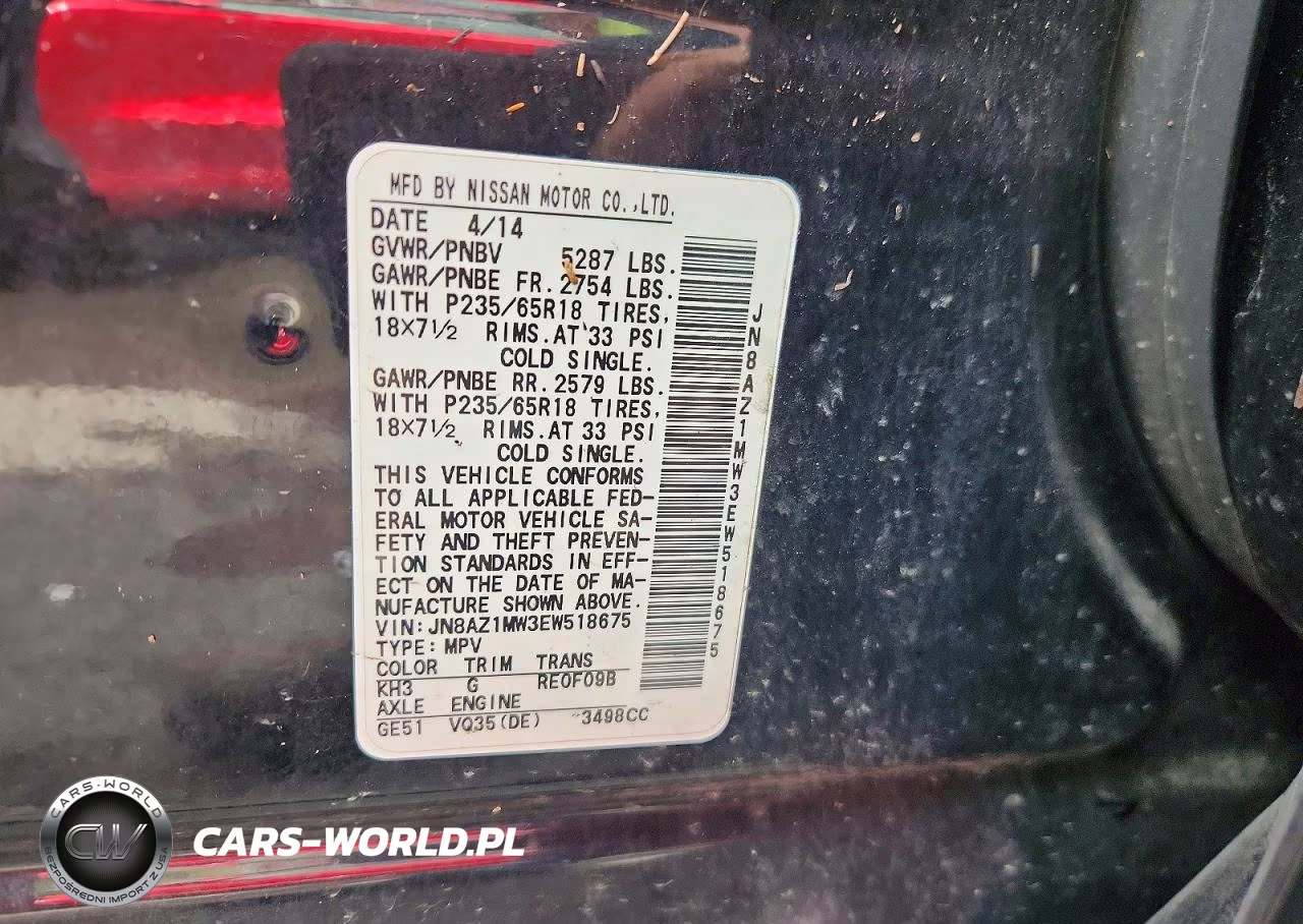 2014 Nissan Murano S VIN:JN8AZ1MW3EW518675 - 14