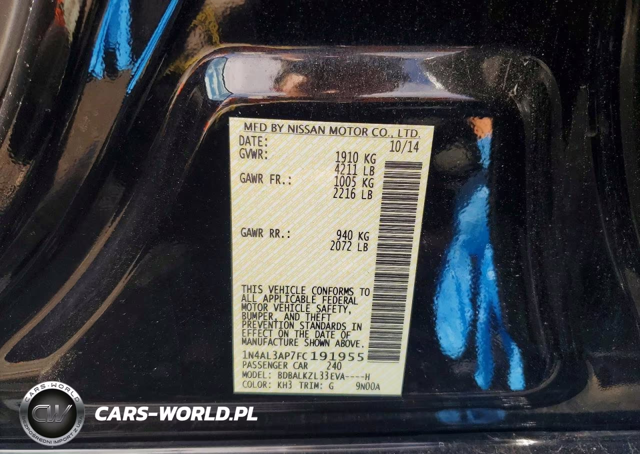 2015 Nissan Altima 2.5 Sv VIN:1N4AL3AP7FC191955 - 12