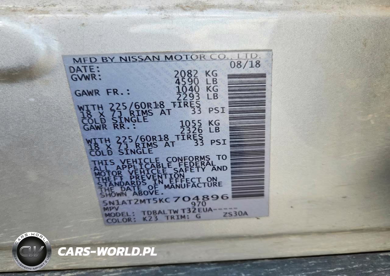 2019 Nissan Rogue Sv VIN:5N1AT2MT5KC704896 - 13