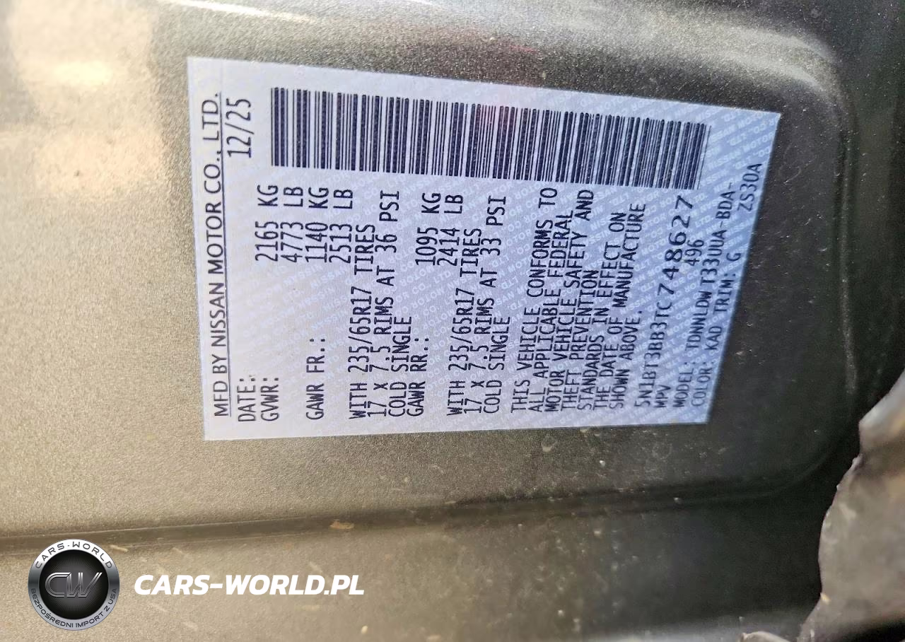 2026 Nissan Rogue Sv VIN:5N1BT3BB3TC748627 - 12