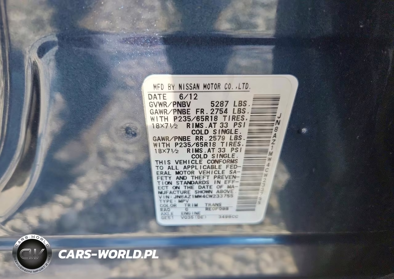 2012 Nissan Murano S VIN:JN8AZ1MW4CW233755 - 13