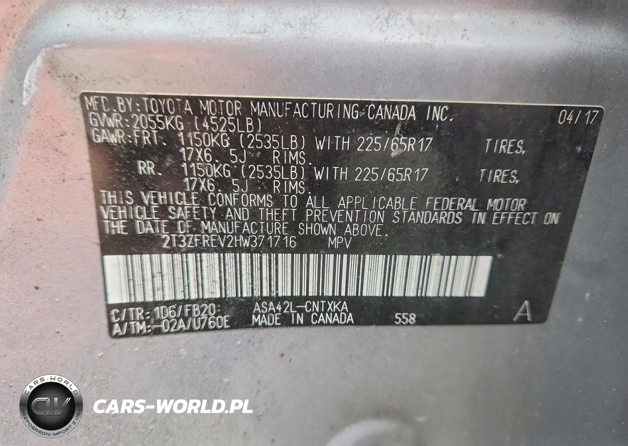 2017 Toyota Rav4 Le VIN:2T3ZFREV2HW371716 - 12