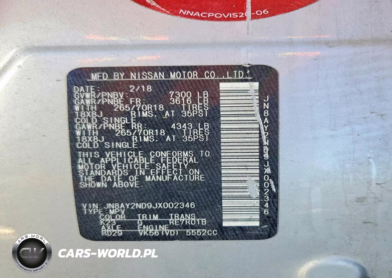 2018 Nissan Armada Sv VIN:JN8AY2ND9JX002346 - 13