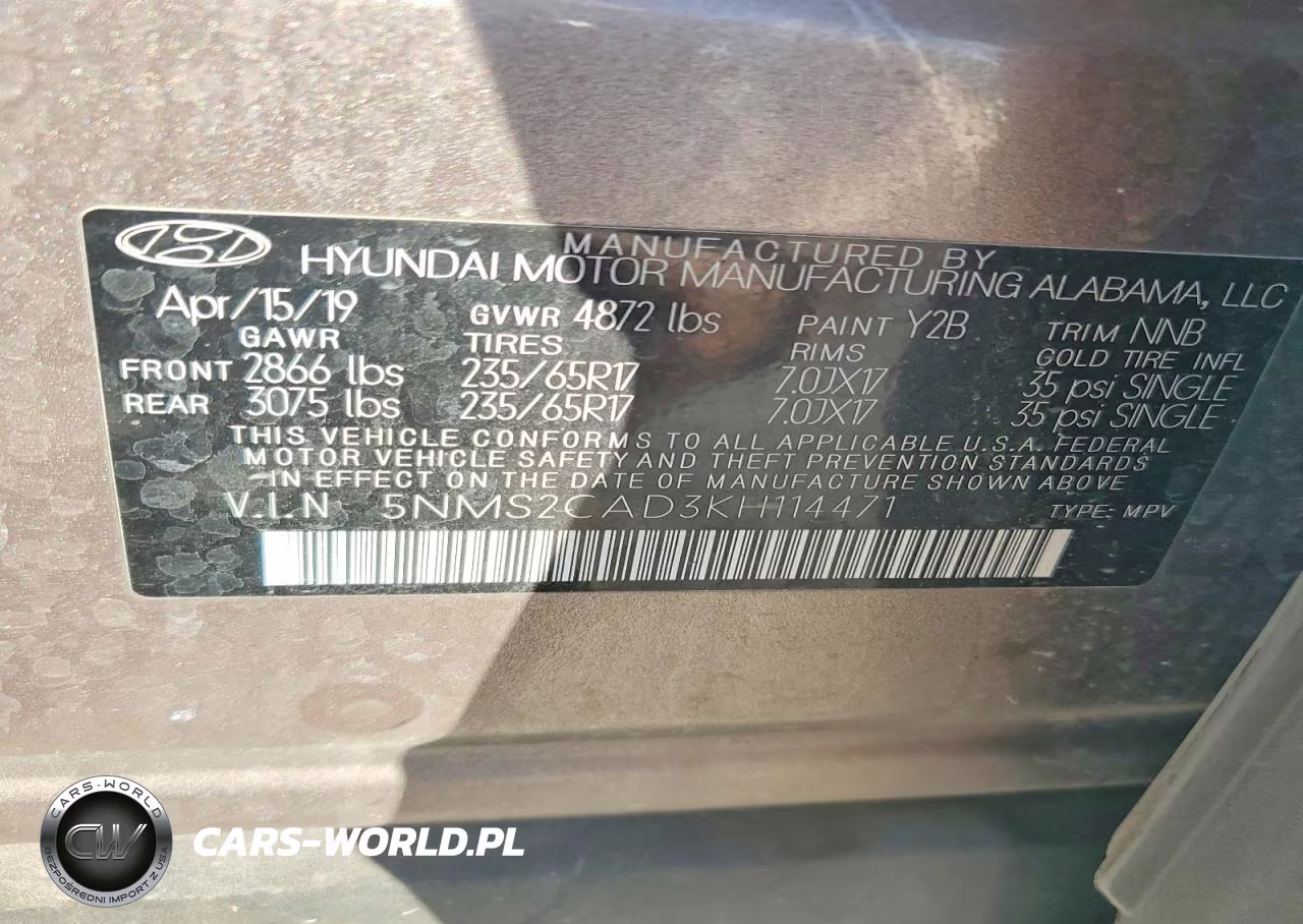 2019 Hyundai Santa Fe Se VIN:5NMS2CAD3KH114471 - 13