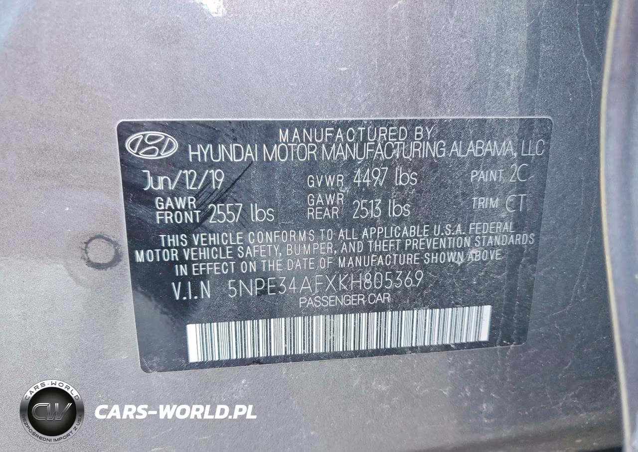 2019 Hyundai Sonata Sport VIN:5NPE34AFXKH805369 - 12