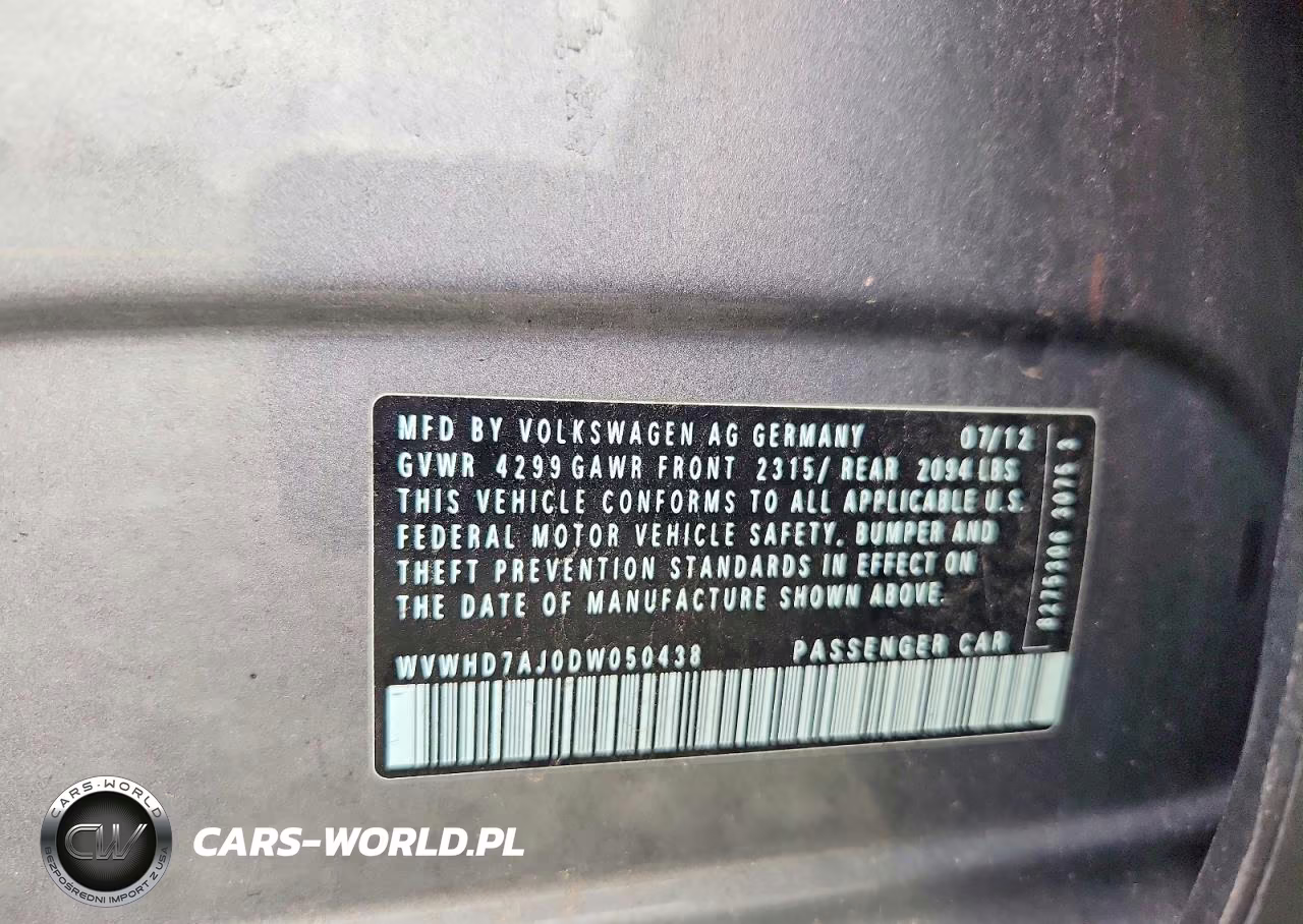 2013 Volkswagen Gti VIN:WVWHD7AJ0DW050438 - 12