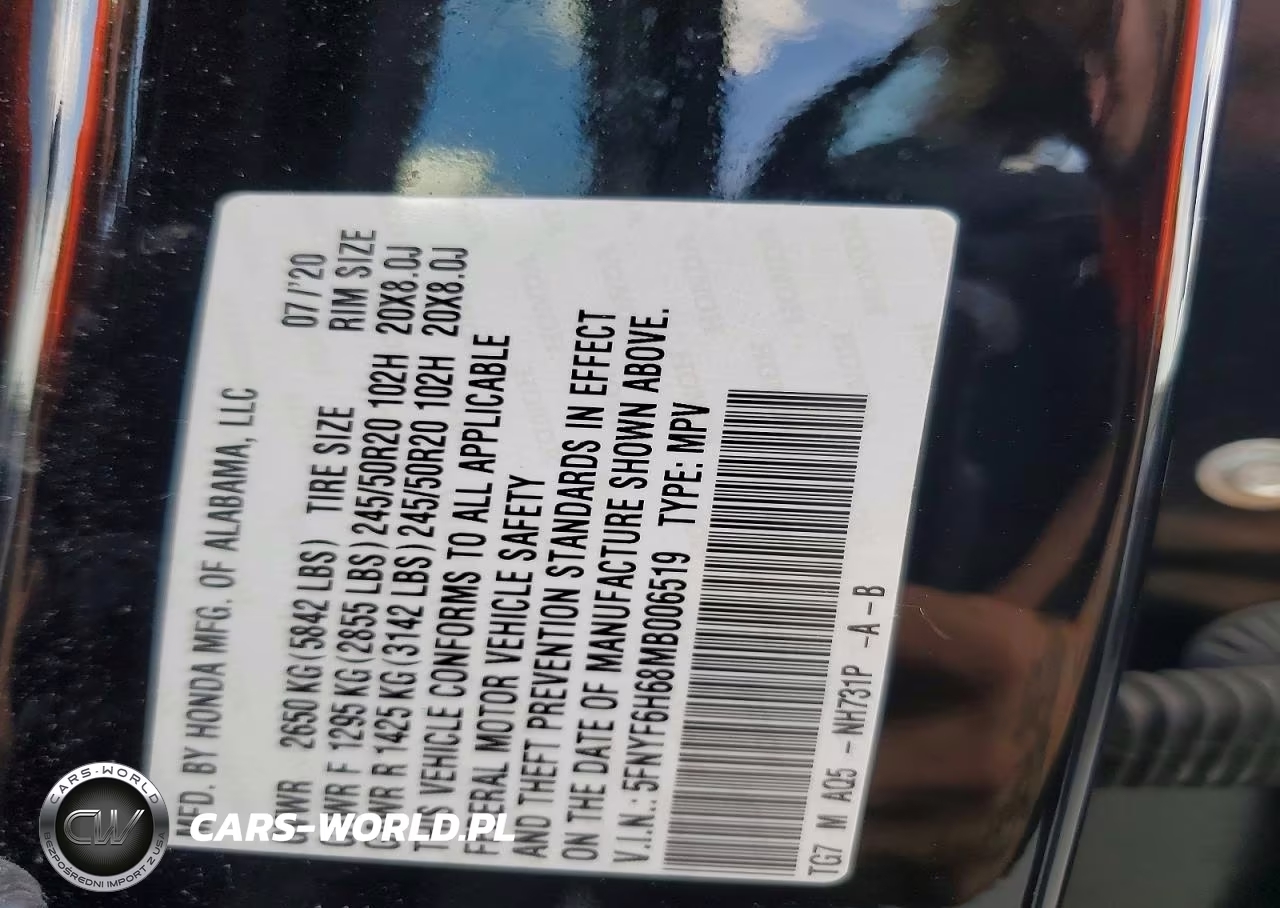 2021 Honda Pilot Touring VIN:5FNYF6H68MB006519 - 13