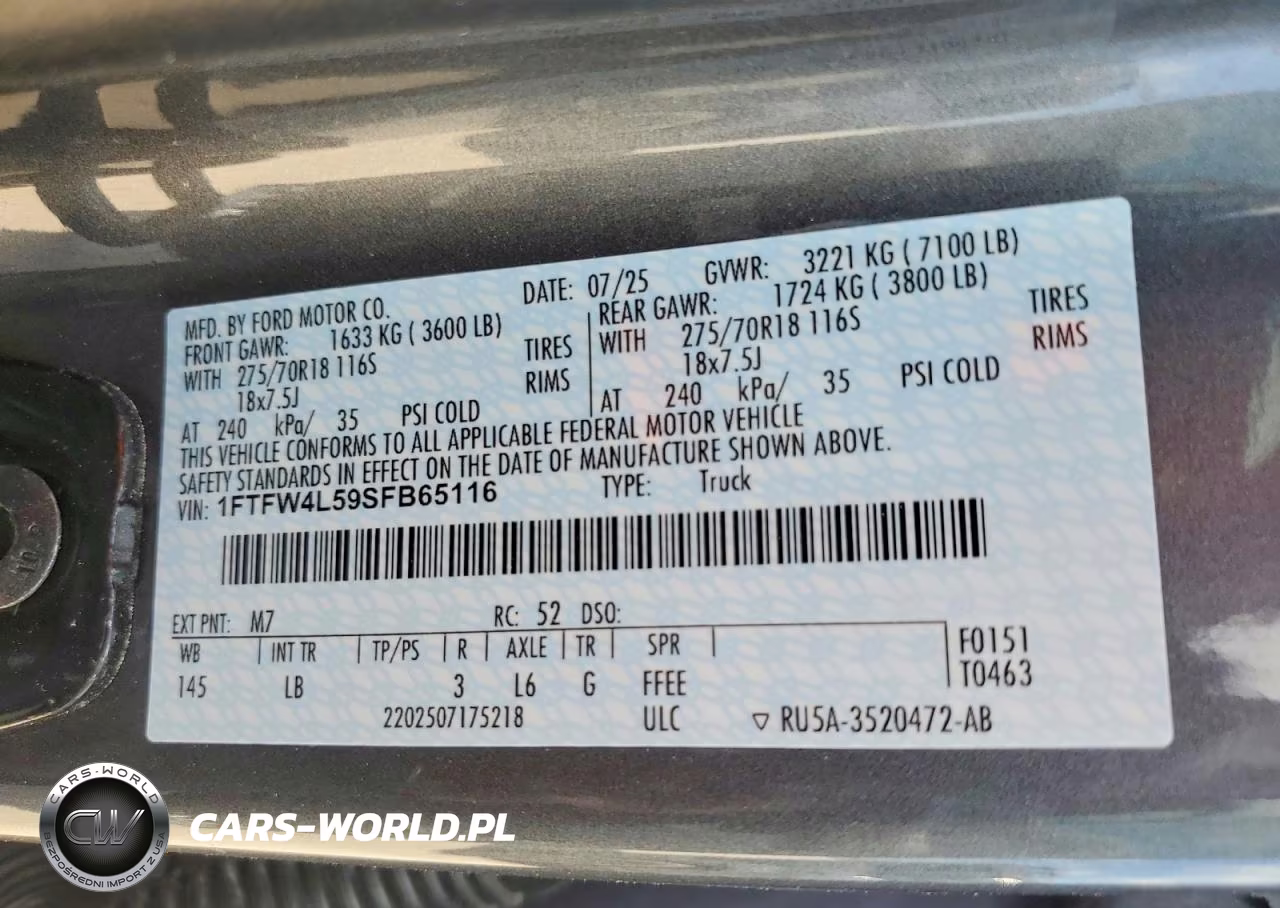 2025 Ford F-150 Tremor VIN:1FTFW4L59SFB65116 - 12