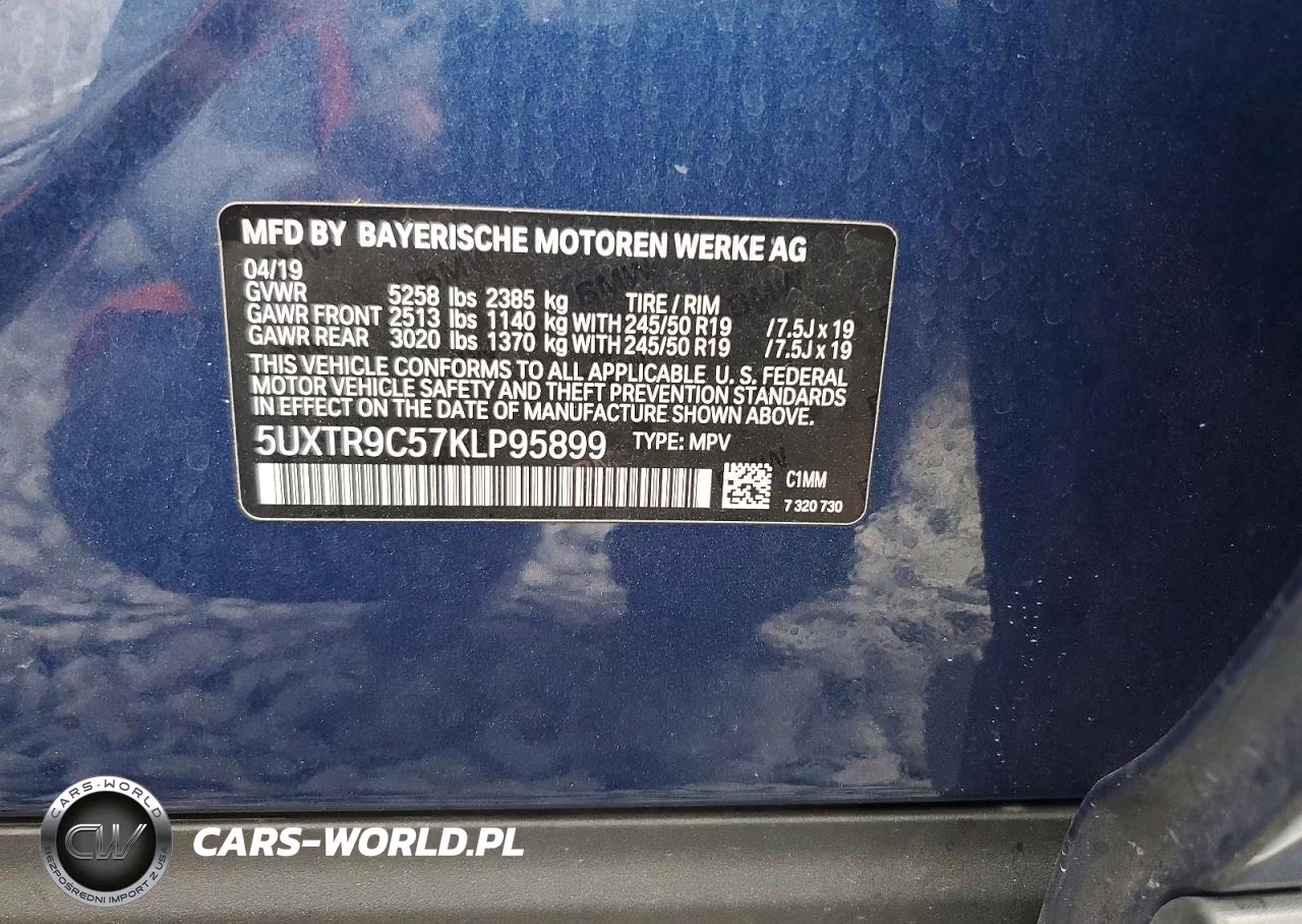 2019 BMW X3 xDrive30I VIN:5UXTR9C57KLP95899 - 13