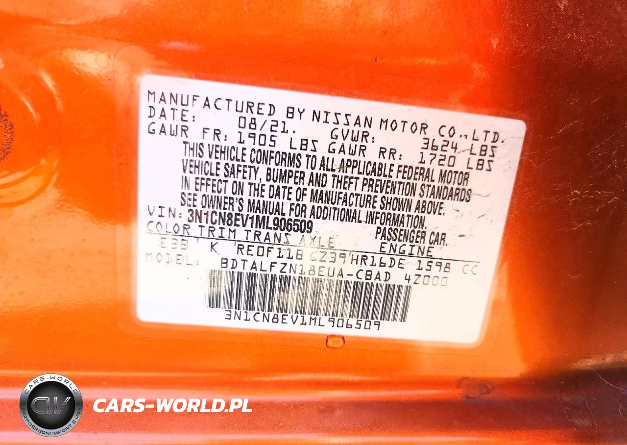 2021 Nissan Versa Sv VIN:3N1CN8EV1ML906509 - 12