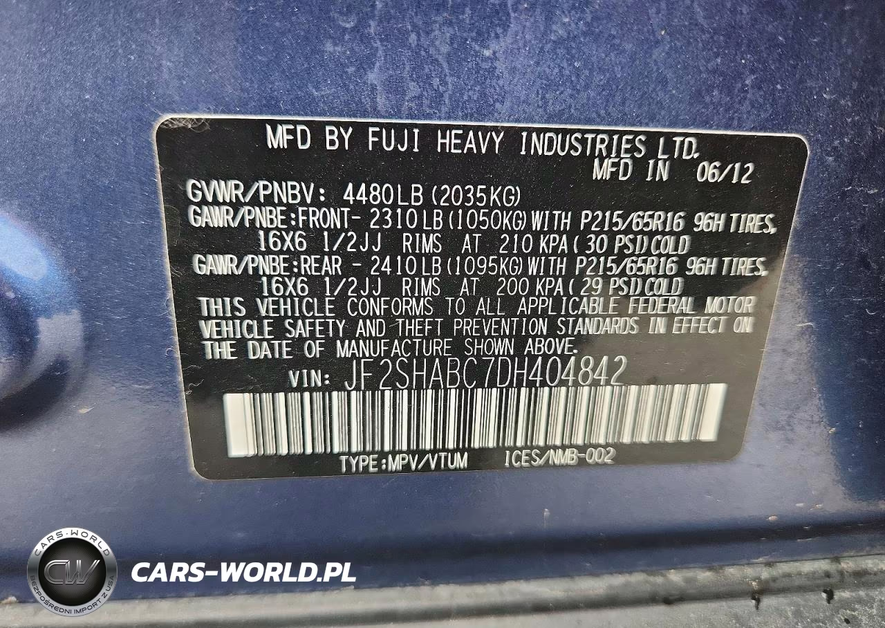 2013 Subaru Forester 2.5X VIN:JF2SHABC7DH404842 - 13