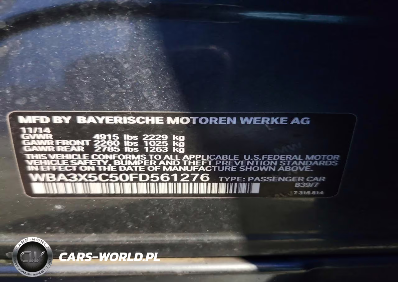 2015 BMW 328 Xigt VIN:WBA3X5C50FD561276 - 12