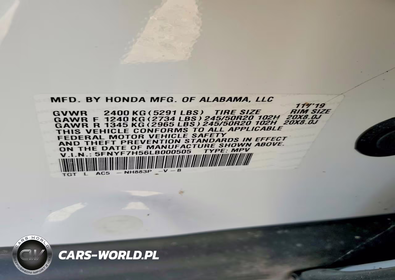 2020 Honda Passport Exl VIN:5FNYF7H56LB000505 - 12