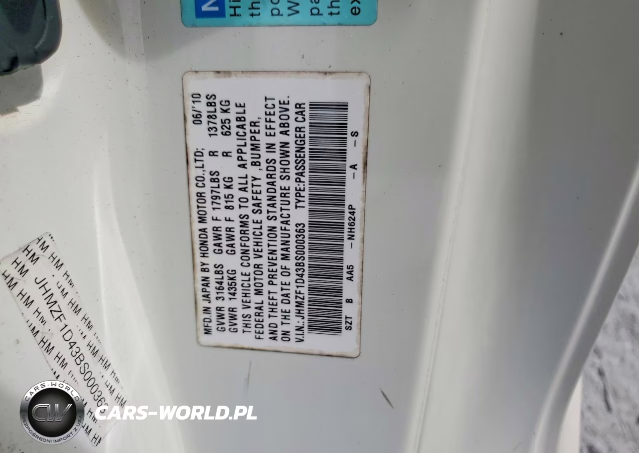 2011 Honda Cr-Z VIN:JHMZF1D43BS000363 - 12