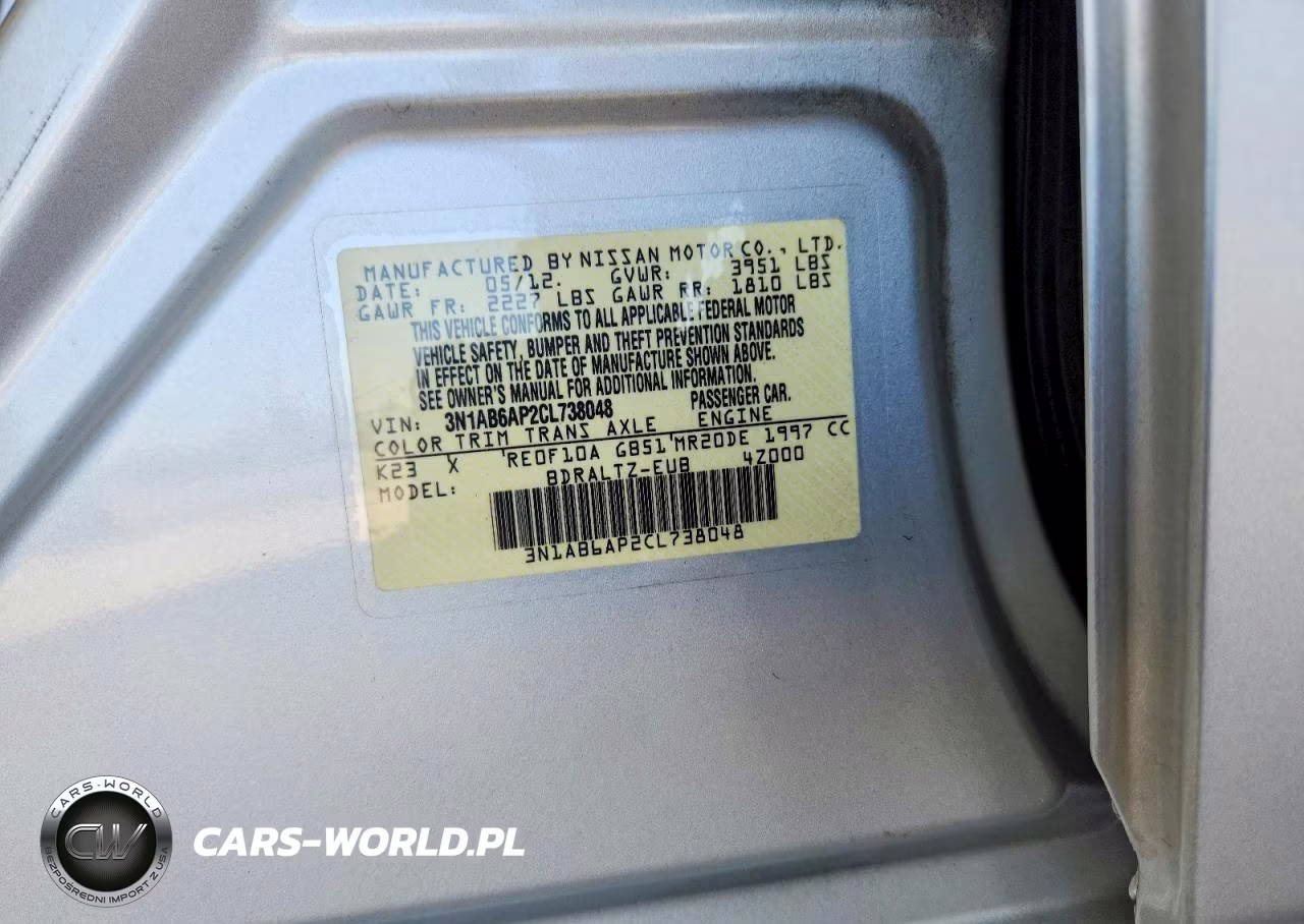 2012 Nissan Sentra 2.0 VIN:3N1AB6AP2CL738048 - 12