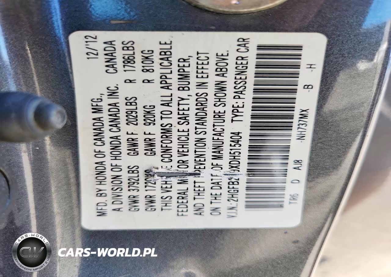2013 Honda Civic Exl VIN:2HGFB2F9XDH515404 - 12