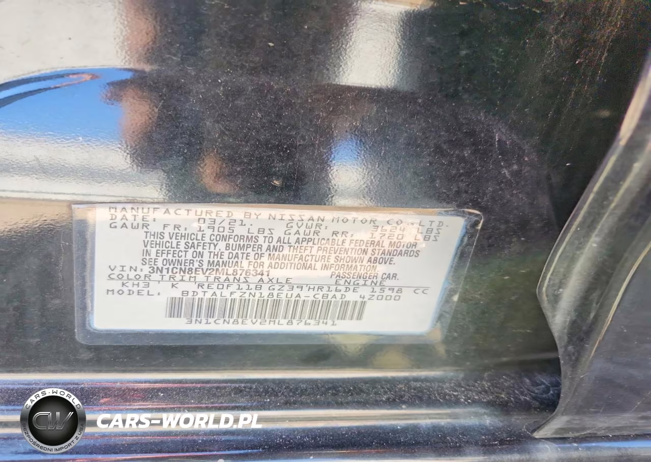 2021 Nissan Versa Sv VIN:3N1CN8EV2ML876341 - 12
