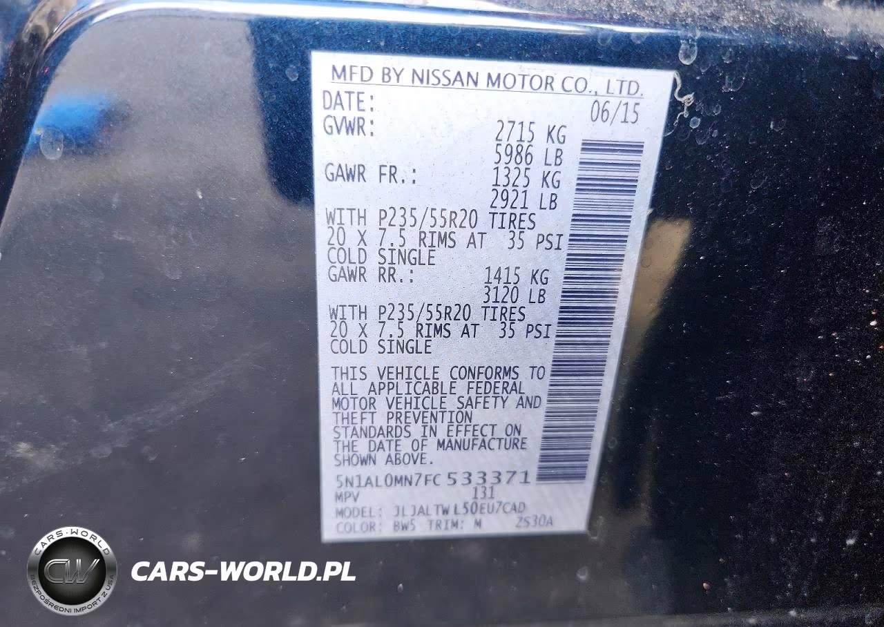 2015 Infiniti Qx60 Base VIN:5N1AL0MN7FC533371 - 13