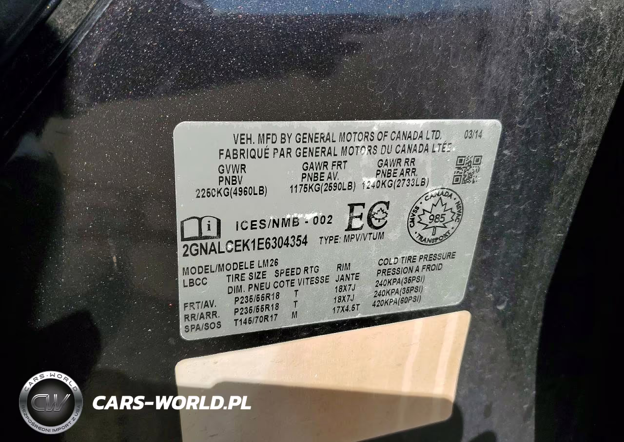 2014 Chevrolet Equinox Lt VIN:2GNALCEK1E6304354 - 13