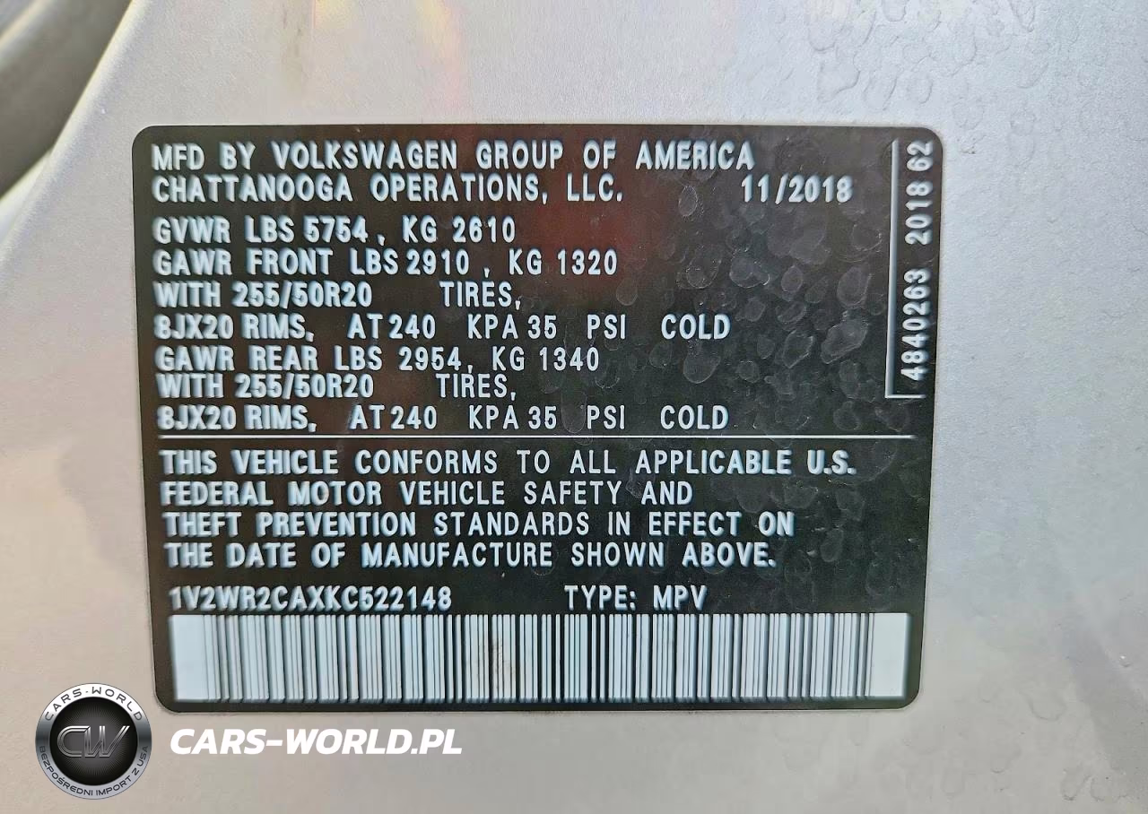 2019 Volkswagen Atlas Se VIN:1V2WR2CAXKC522148 - 13