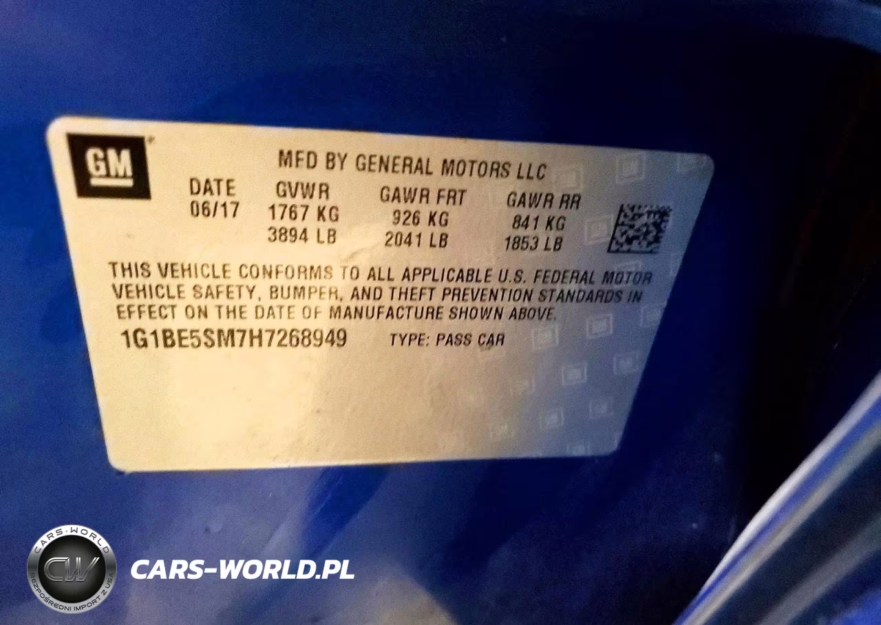 2017 Chevrolet Cruze Lt VIN:1G1BE5SM7H7268949 - 12