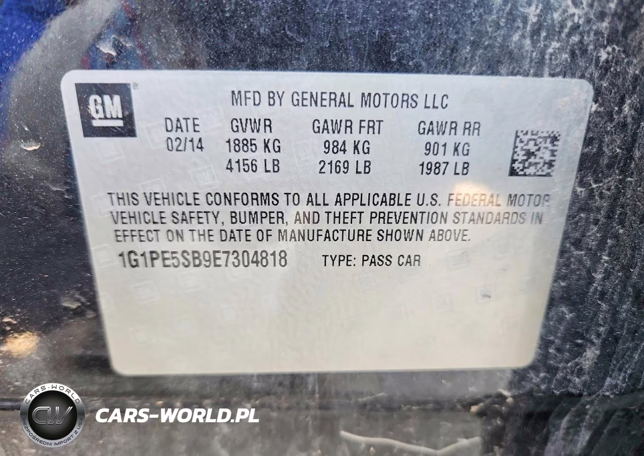 2014 Chevrolet Cruze Lt VIN:1G1PE5SB9E7304818 - 12
