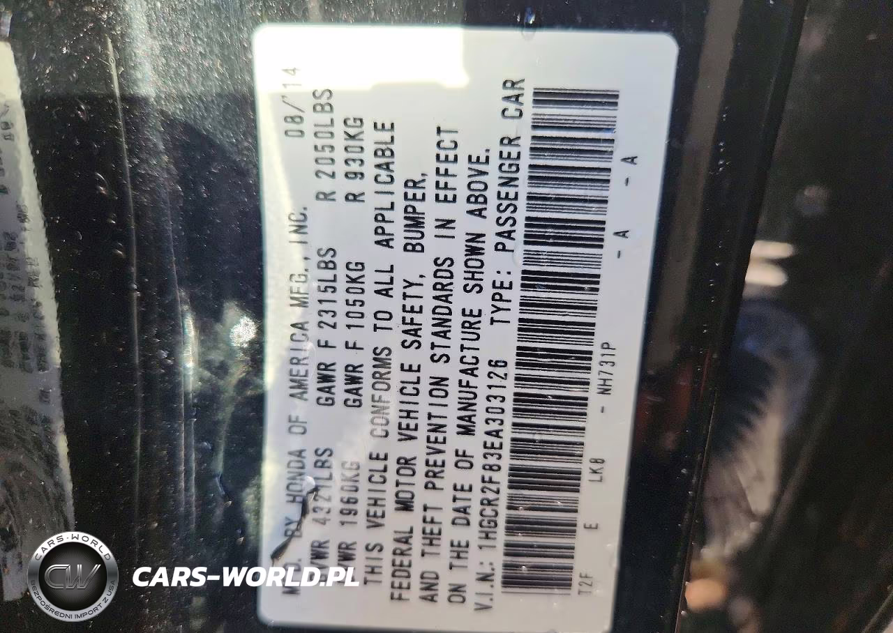 2014 Honda Accord Exl VIN:1HGCR2F83EA303126 - 13