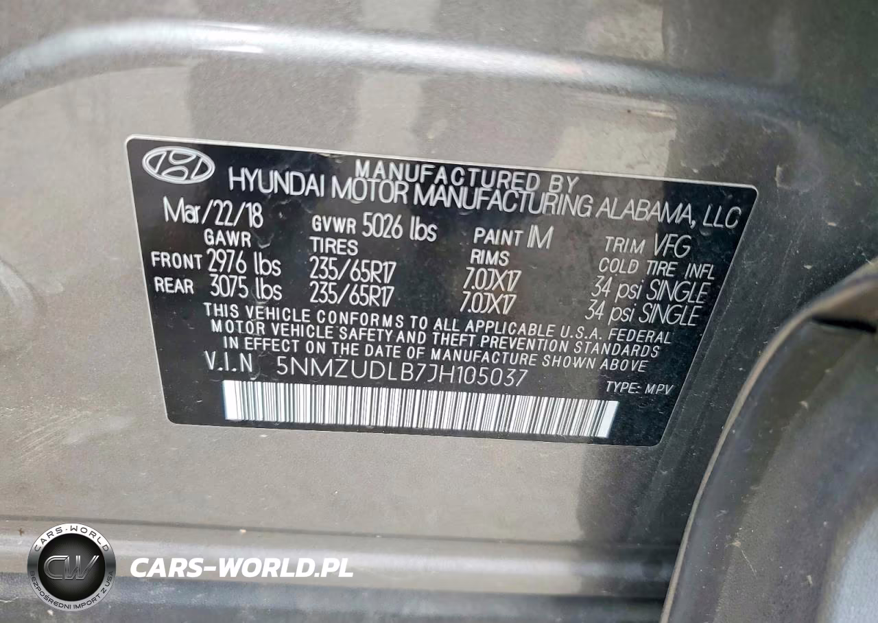 2018 Hyundai Santa Fe Sport 2.4L VIN:5NMZUDLB7JH105037 - 14