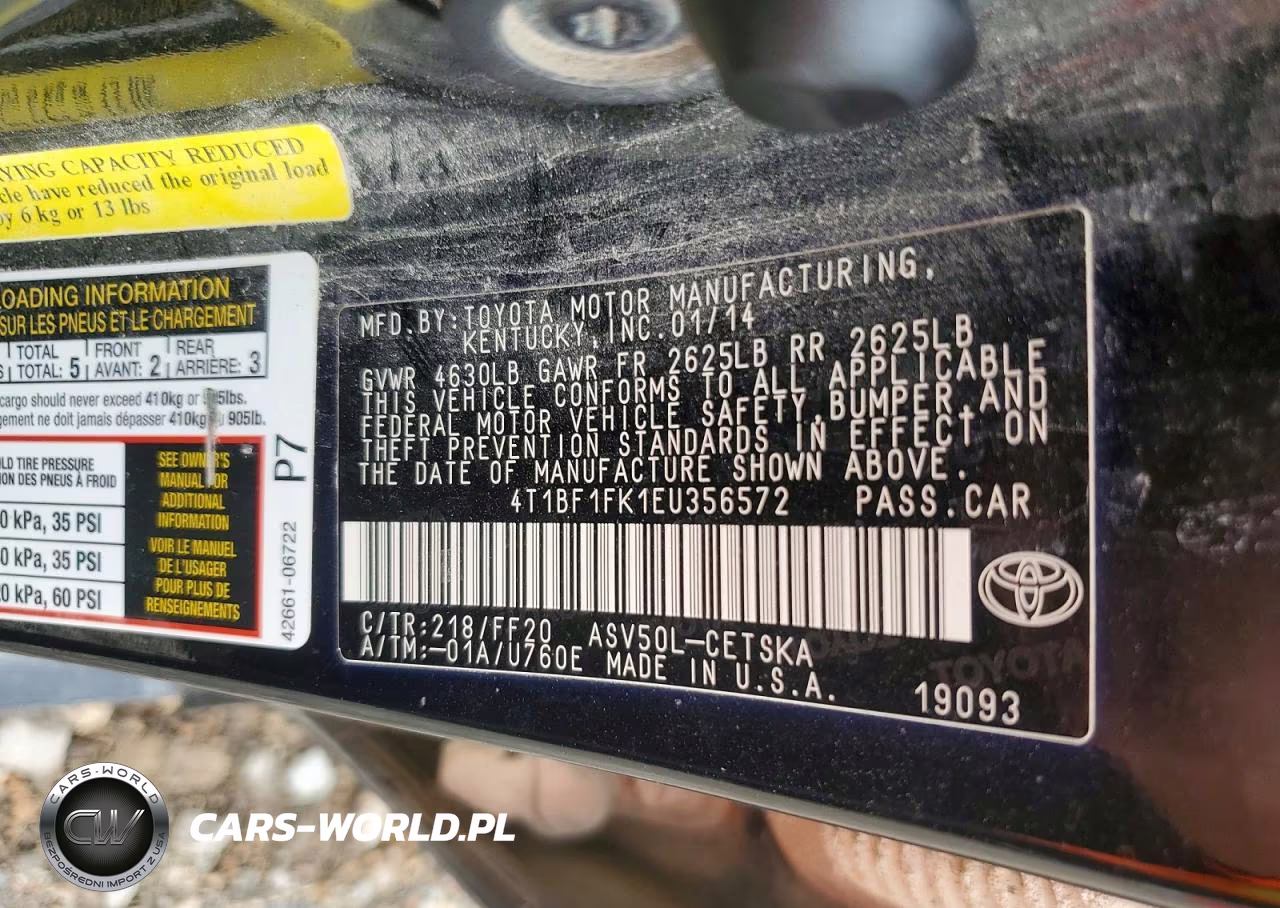 2014 Toyota Camry Se VIN:4T1BF1FK1EU356572 - 12