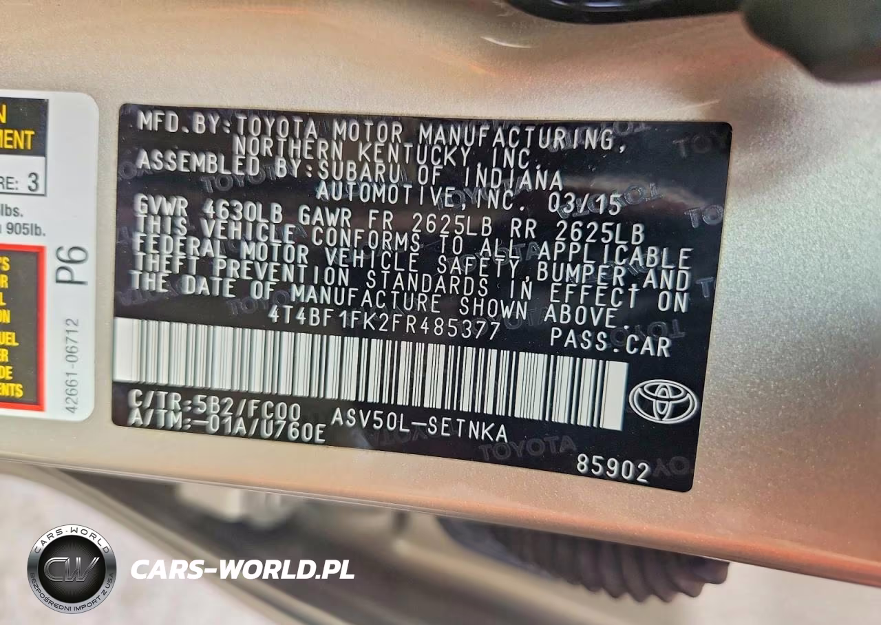 2015 Toyota Camry Le VIN:4T4BF1FK2FR485377 - 12