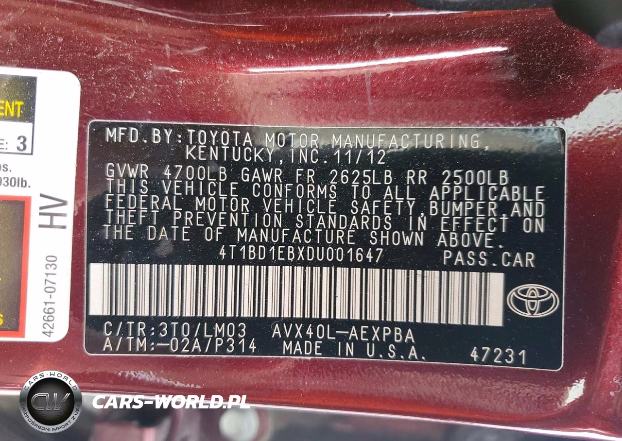 2013 Toyota Avalon Hybrid Limited VIN:4T1BD1EBXDU001647 - 13