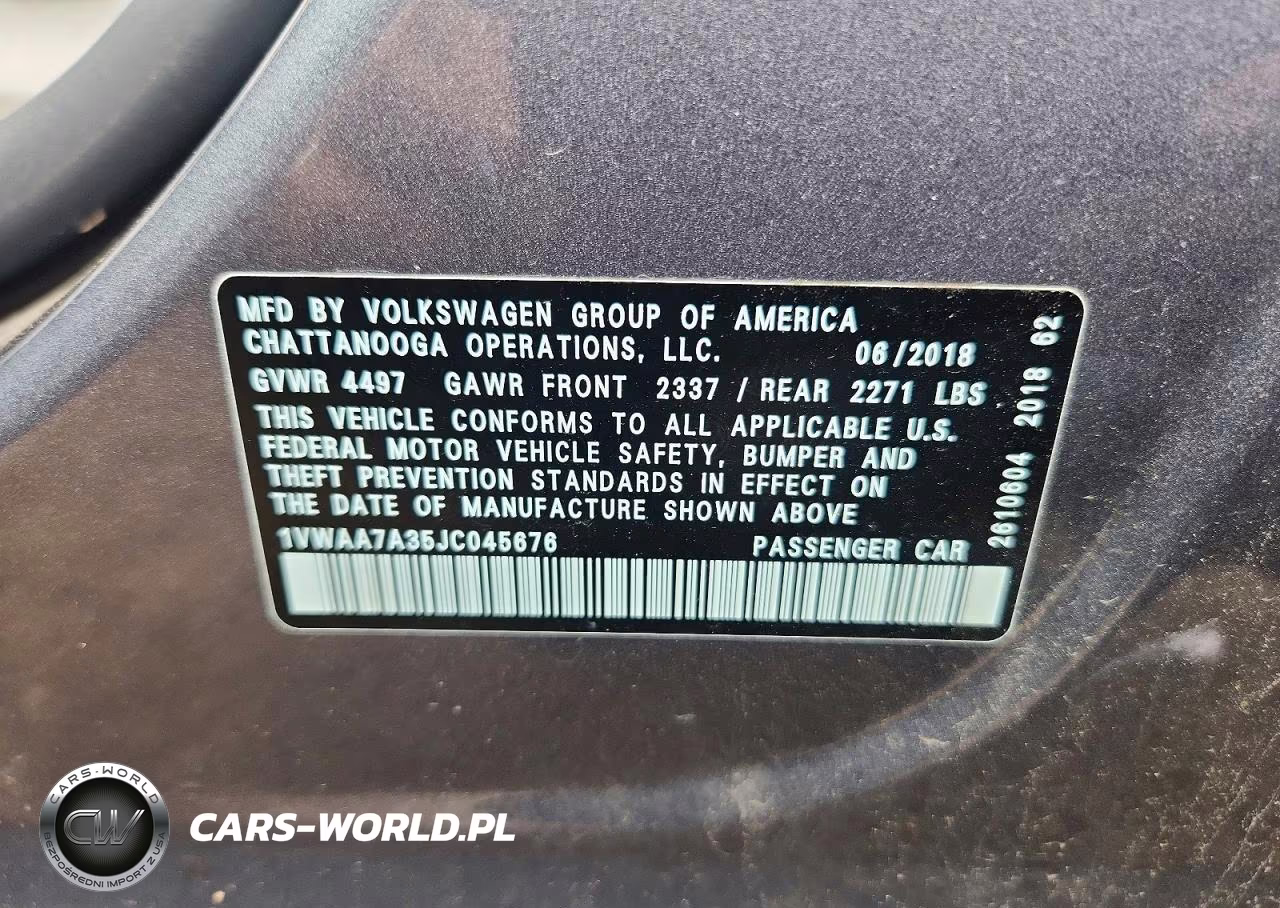 2018 Volkswagen Passat S VIN:1VWAA7A35JC045676 - 12