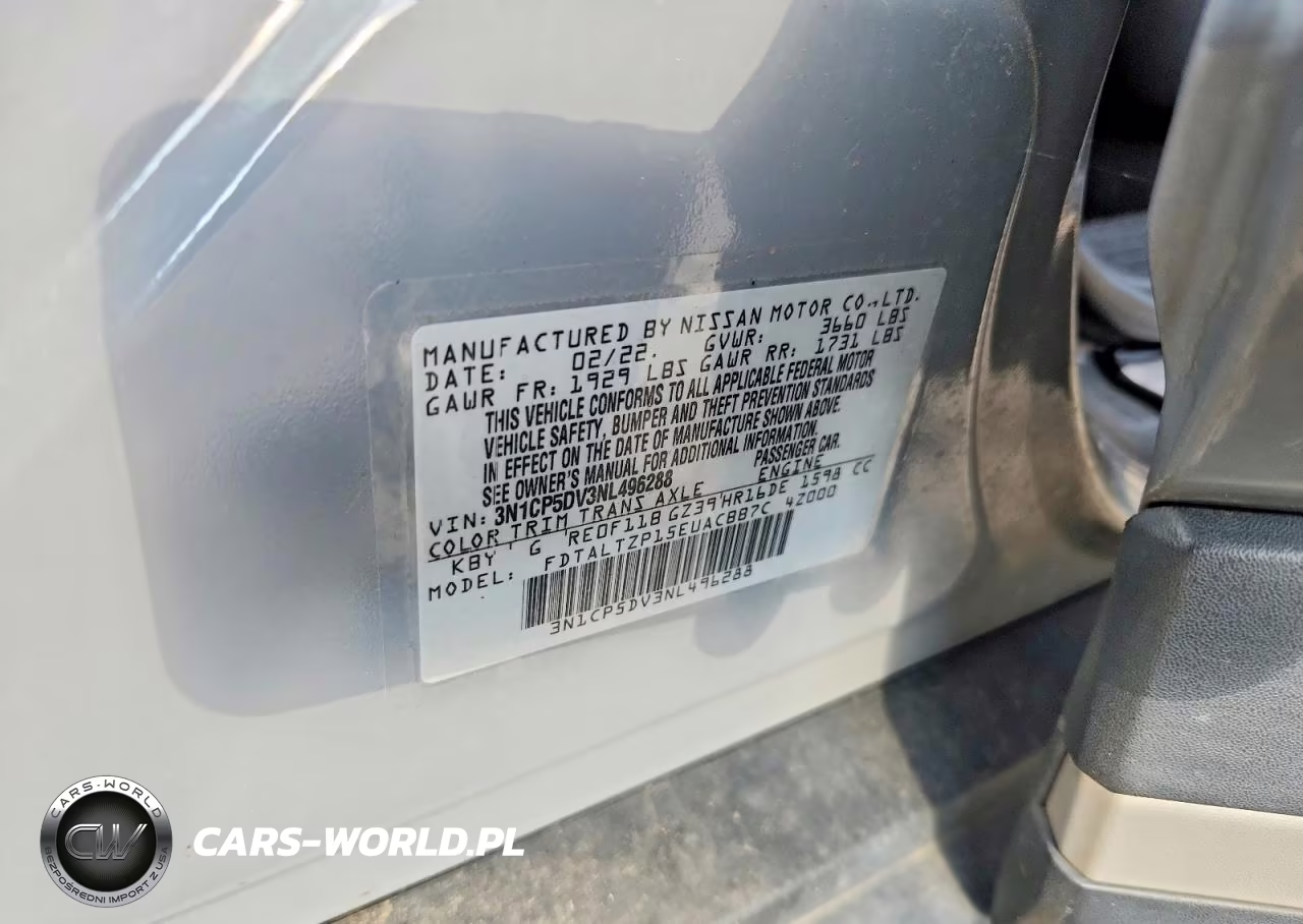 2022 Nissan Kicks Sr VIN:3N1CP5DV3NL496288 - 13