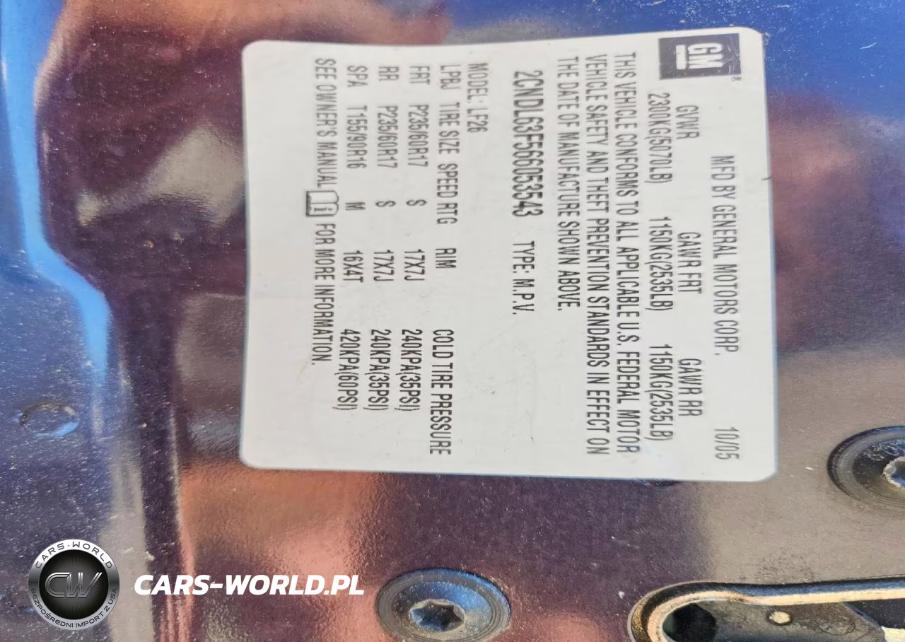 2006 Chevrolet Equinox Lt VIN:2CNDL63F566053543 - 13
