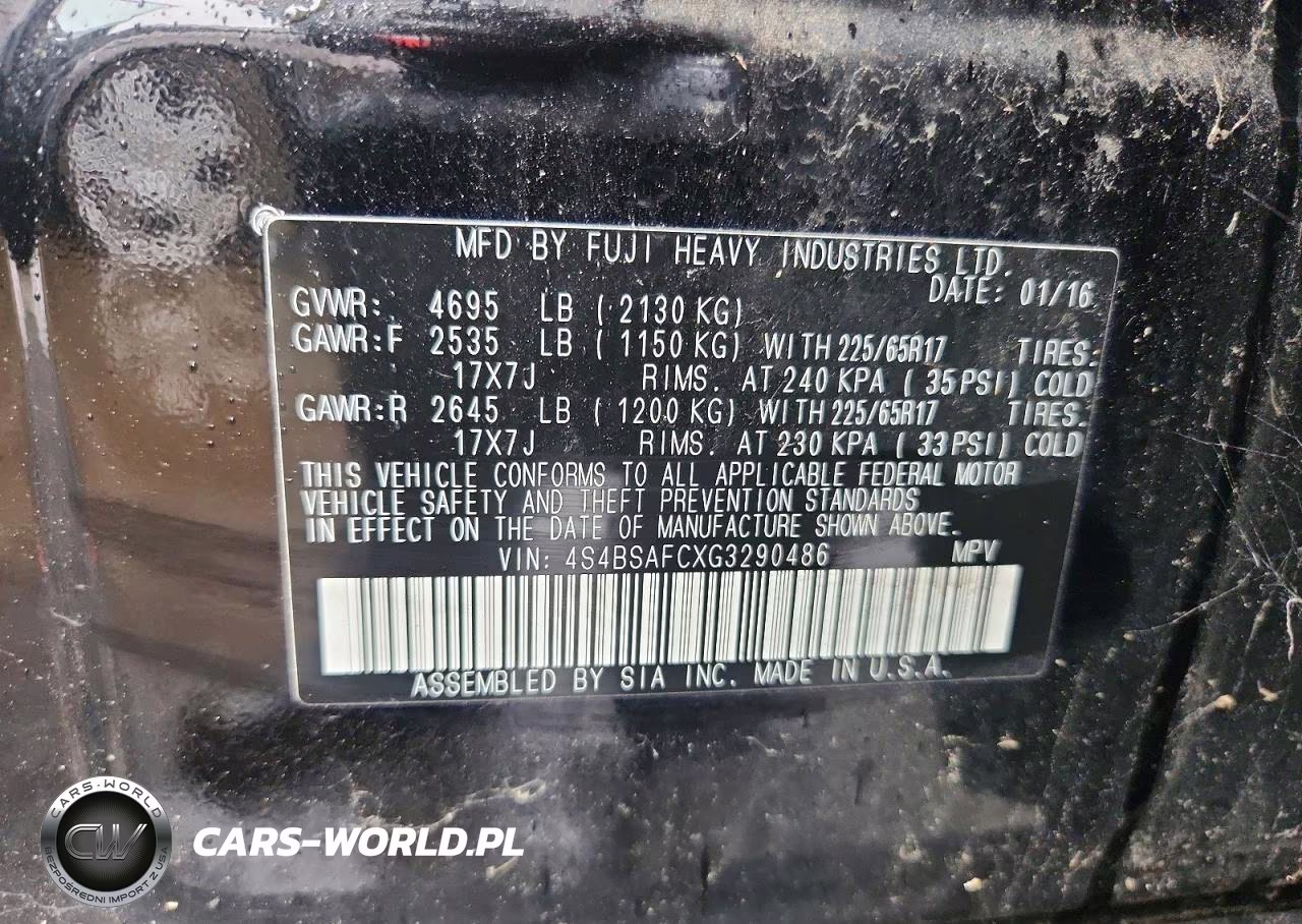 2016 Subaru Outback 2.5I Premium VIN:4S4BSAFCXG3290486 - 13