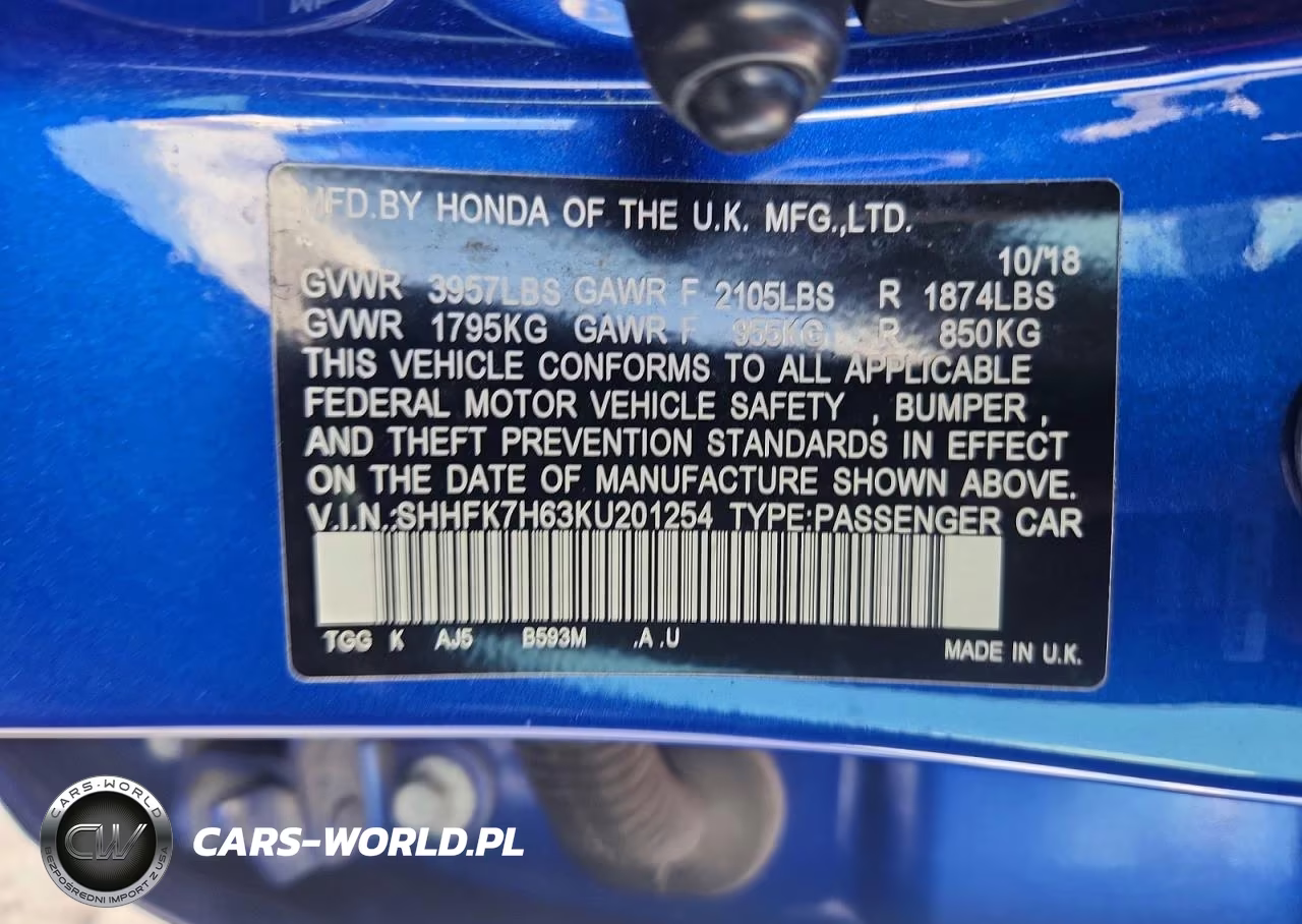 2019 Honda Civic Ex VIN:SHHFK7H63KU201254 - 12