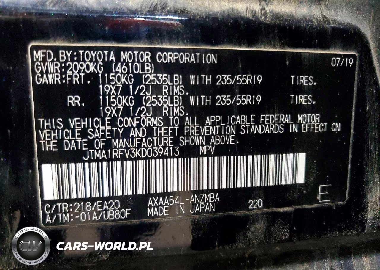 2019 Toyota Rav4 Xle Premium VIN:JTMA1RFV3KD039413 - 14