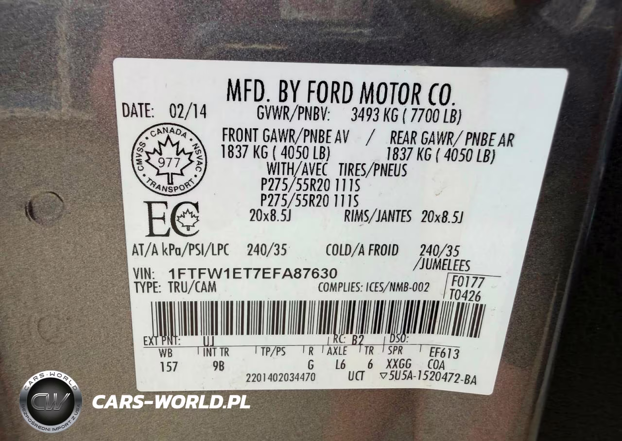 2014 Ford F150 Supercrew VIN:1FTFW1ET7EFA87630 - 10