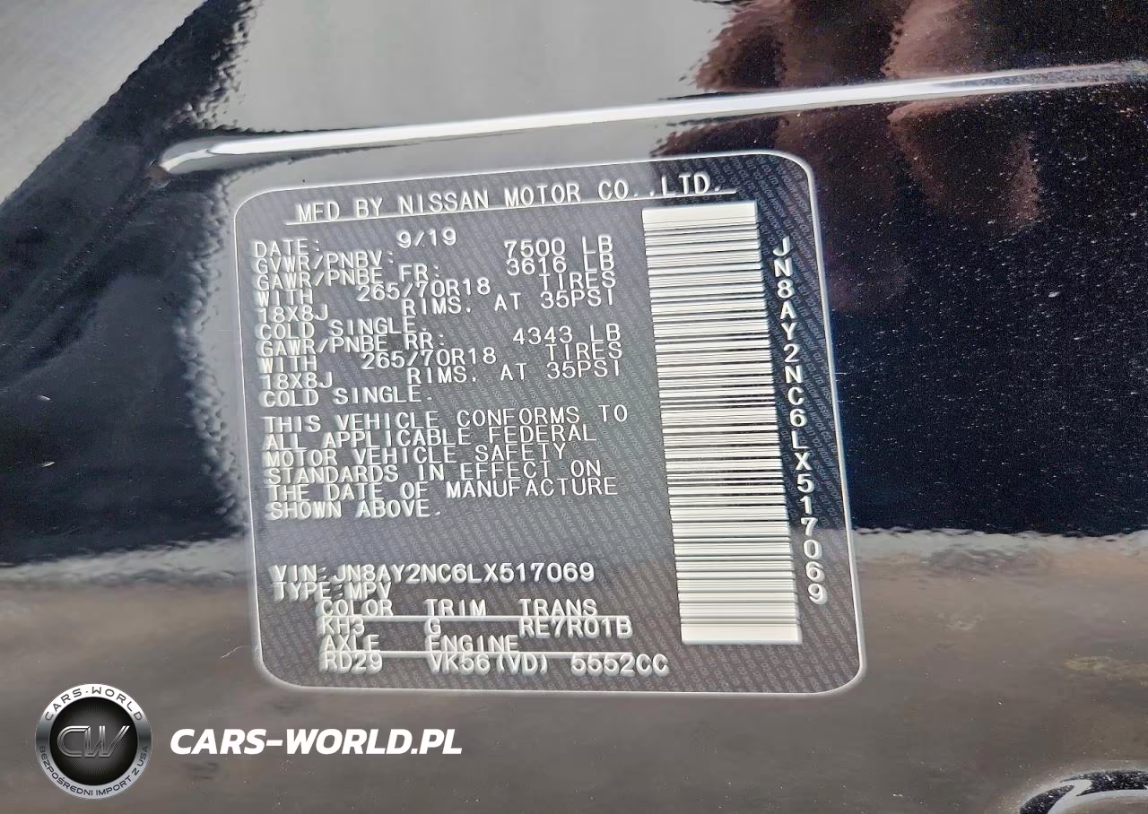 2020 Nissan Armada Sv VIN:JN8AY2NC6LX517069 - 13