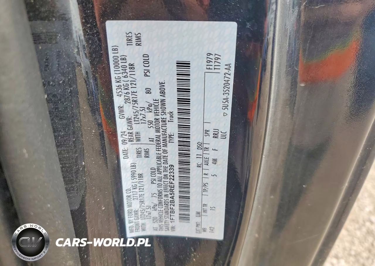 2024 Ford F250 Super Duty VIN:1FTBF2BA5REF22339 - 12