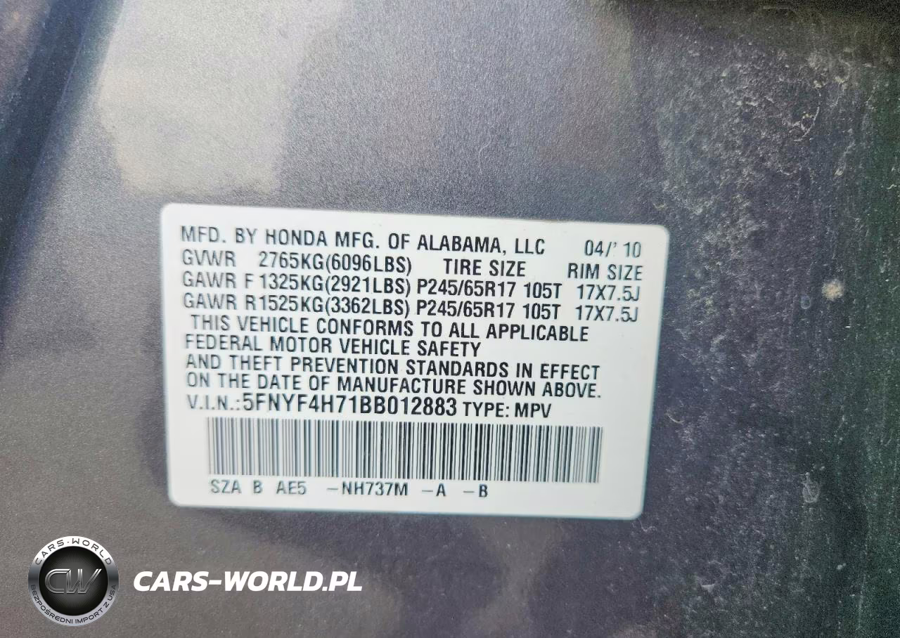 2011 Honda Pilot Exln VIN:5FNYF4H71BB012883 - 13