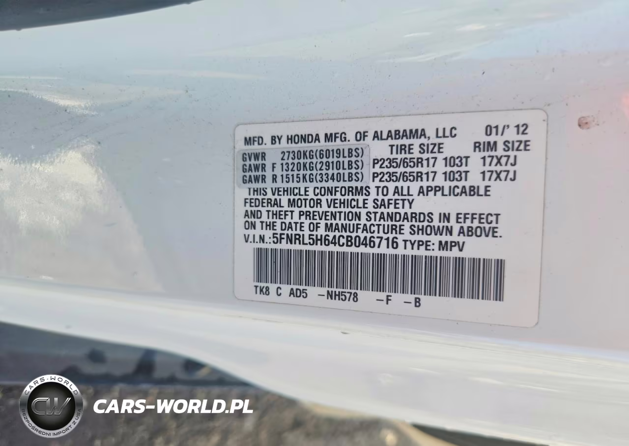 2012 Honda Odyssey Exl VIN:5FNRL5H64CB046716 - 13