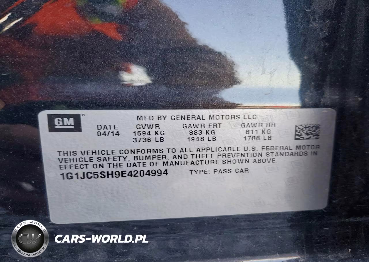 2014 Chevrolet Sonic Lt VIN:1G1JC5SH9E4204994 - 13