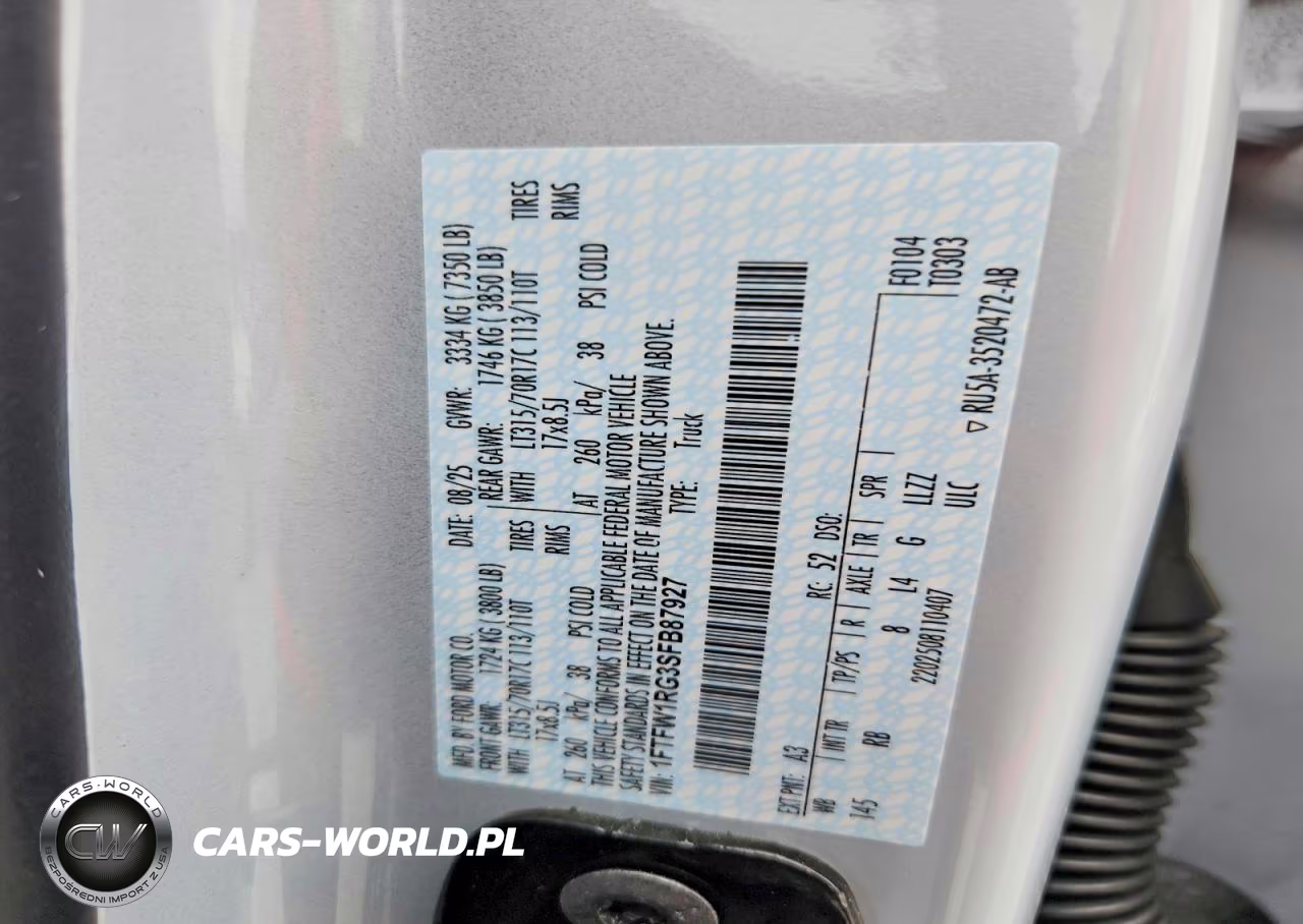 2025 Ford F150 Raptor VIN:1FTFW1RG3SFB87927 - 12