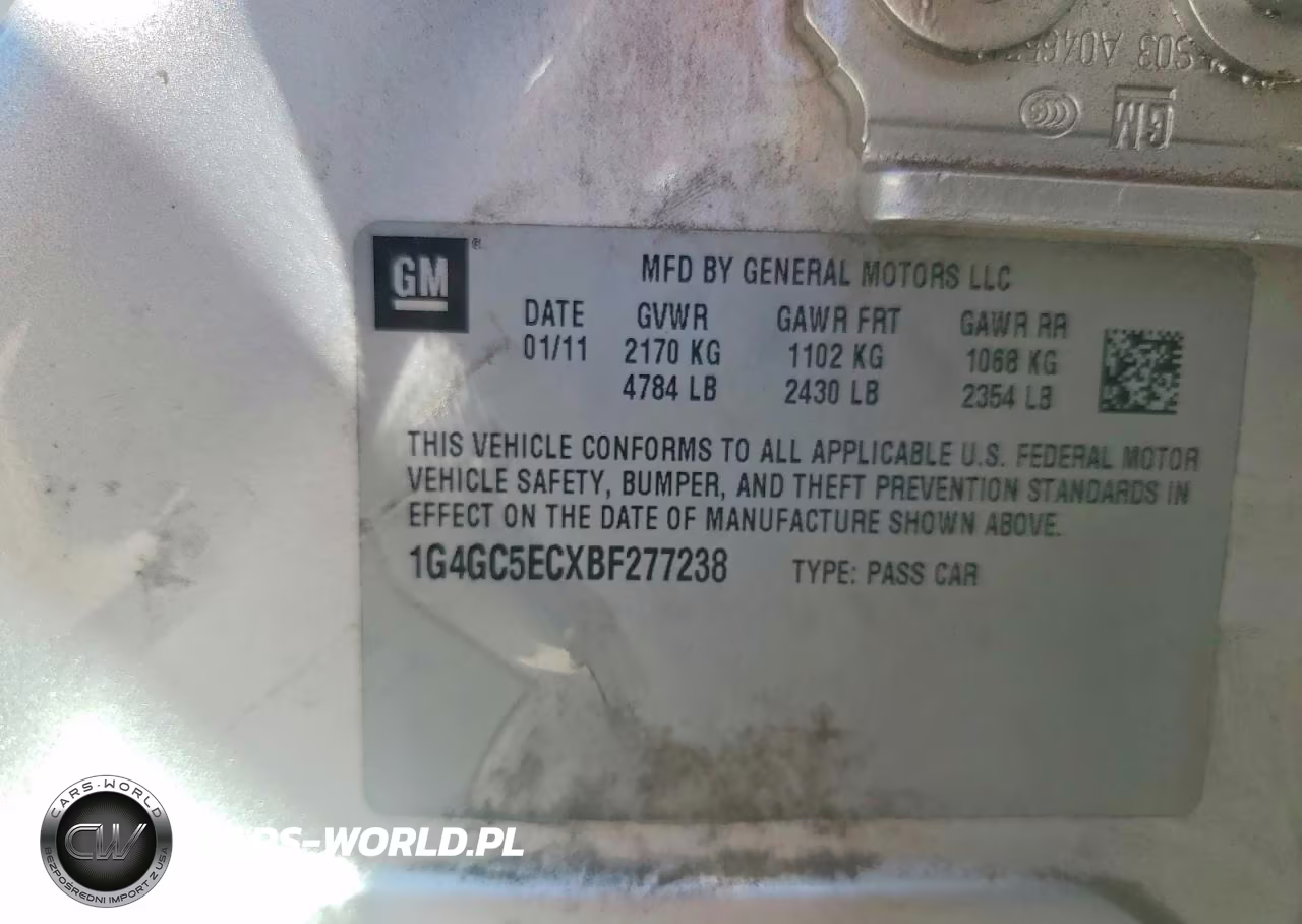 2011 Buick Lacrosse Cxl VIN:1G4GC5ECXBF277238 - 12