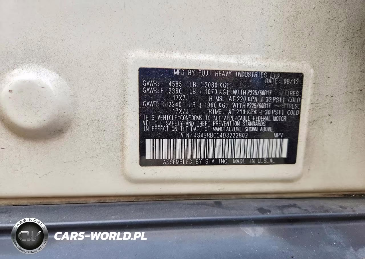 2013 Subaru Outback 2.5I Premium VIN:4S4BRBCC4D3222802 - 14